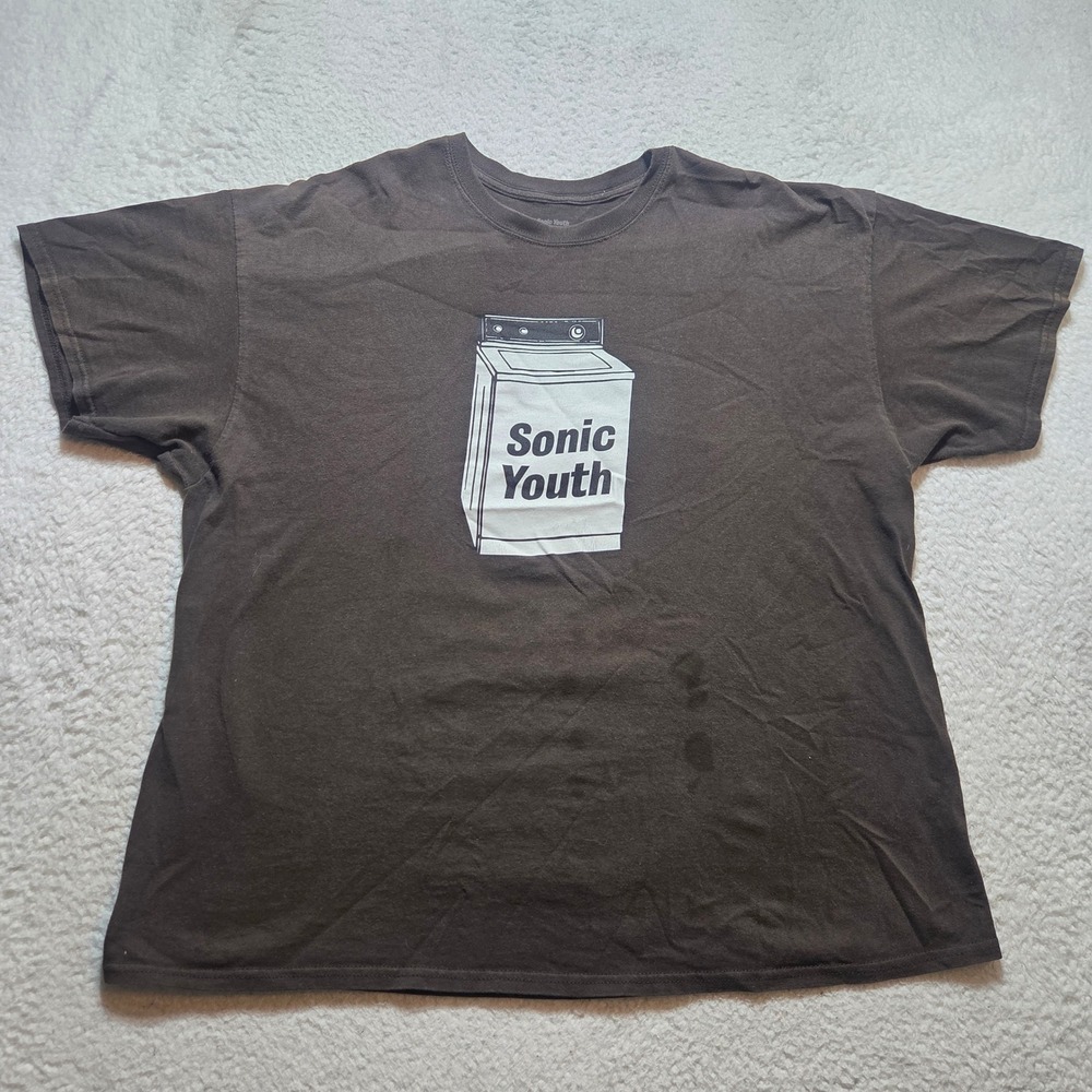 Sonic Youth T-Shirt Mens 2XL Brown Washing Machine Graphic Alt Rock Band Tee